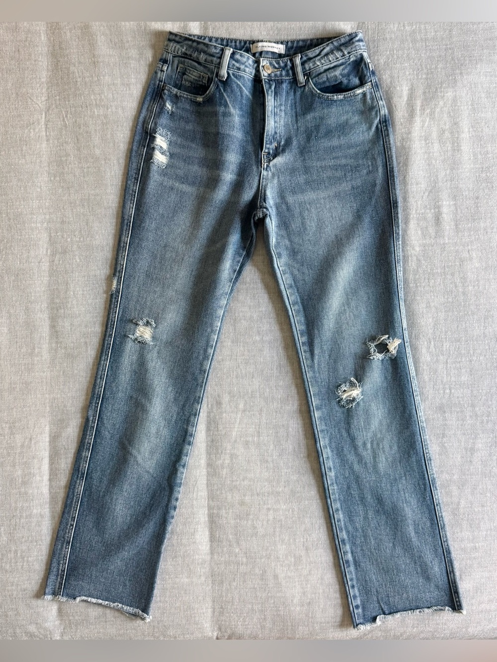 Flying Monkey Women’s High- Waisted Distressed Straight Jeans, Size 26